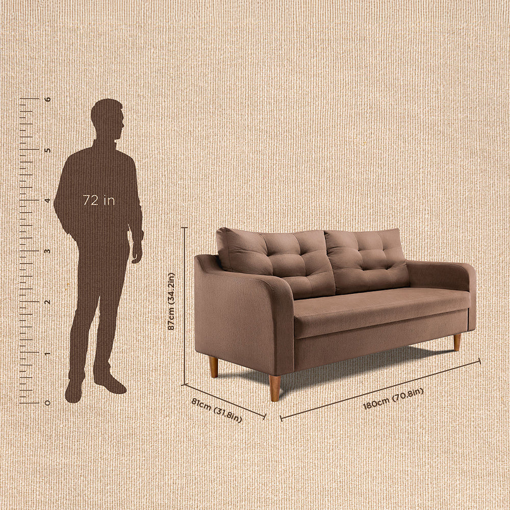 Ease Plus Brown Fabric 3 seater sofa - Image 4