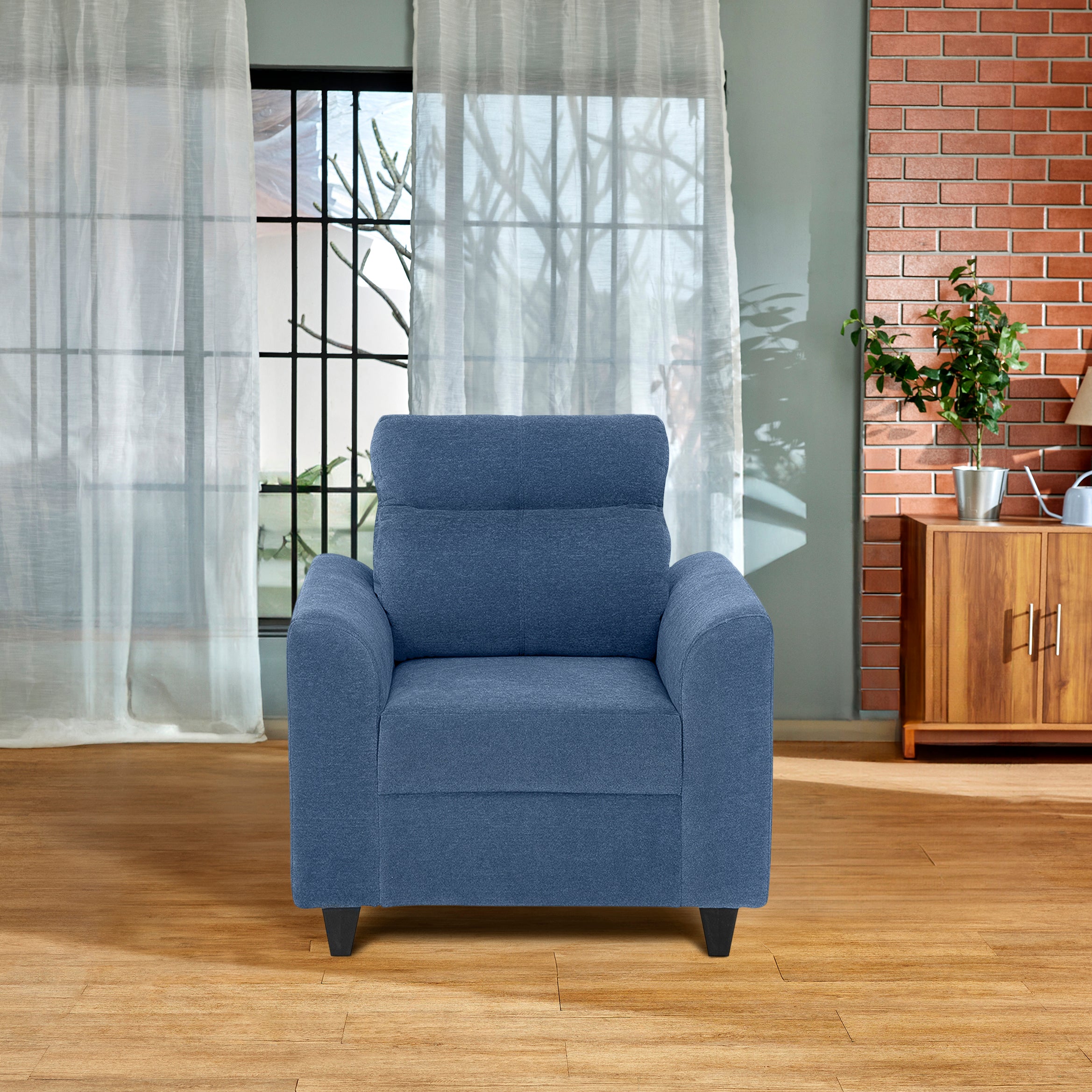 Zivo Plus Twilight Blue Fabric 1 Seater Sofa