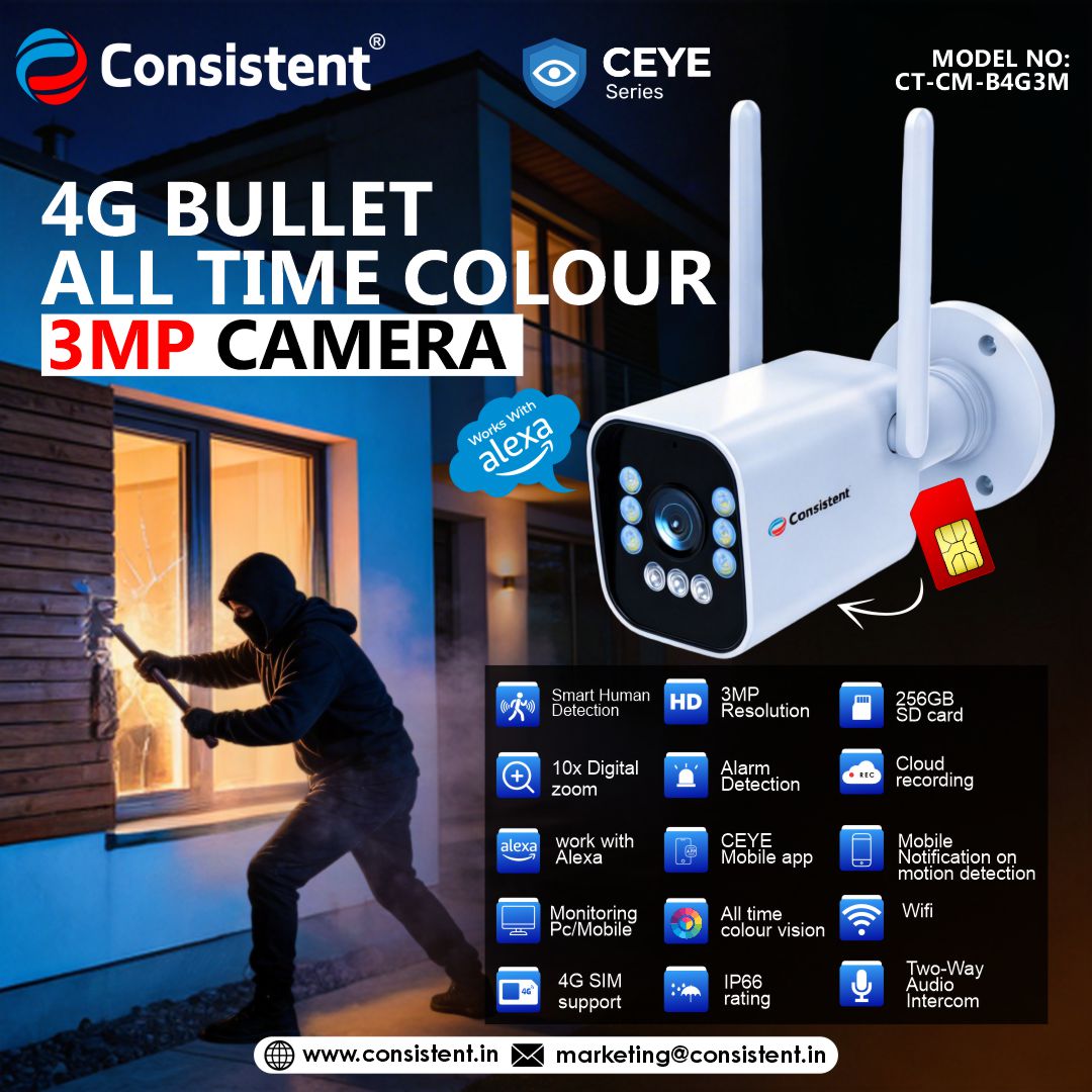 Consistent 4G 3MP CCTV Bullet Camera CEYE Series | All Time Color | CT-CM-B4G3M