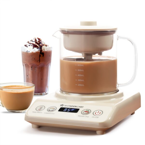 Chai Magic, Fully Automatic Tea & Cappuccino Maker, Make Masala Chai/Cutting Chai/Kahwa/, No Spills, No Overcooking, 4 Modes, Boil Milk/Water/Coffee, 500ML Glass Jar, 2-Yr Warranty