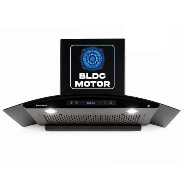 Ultra Curve 90cm Filterless Auto-clean Kitchen Chimney with Oil Collector, BLDC Motor, Suction 1700 m3/hr, Motion Sensor + Touch Control, 15-Yr Warranty on Motor & 5-Yr Comprehensive, Black