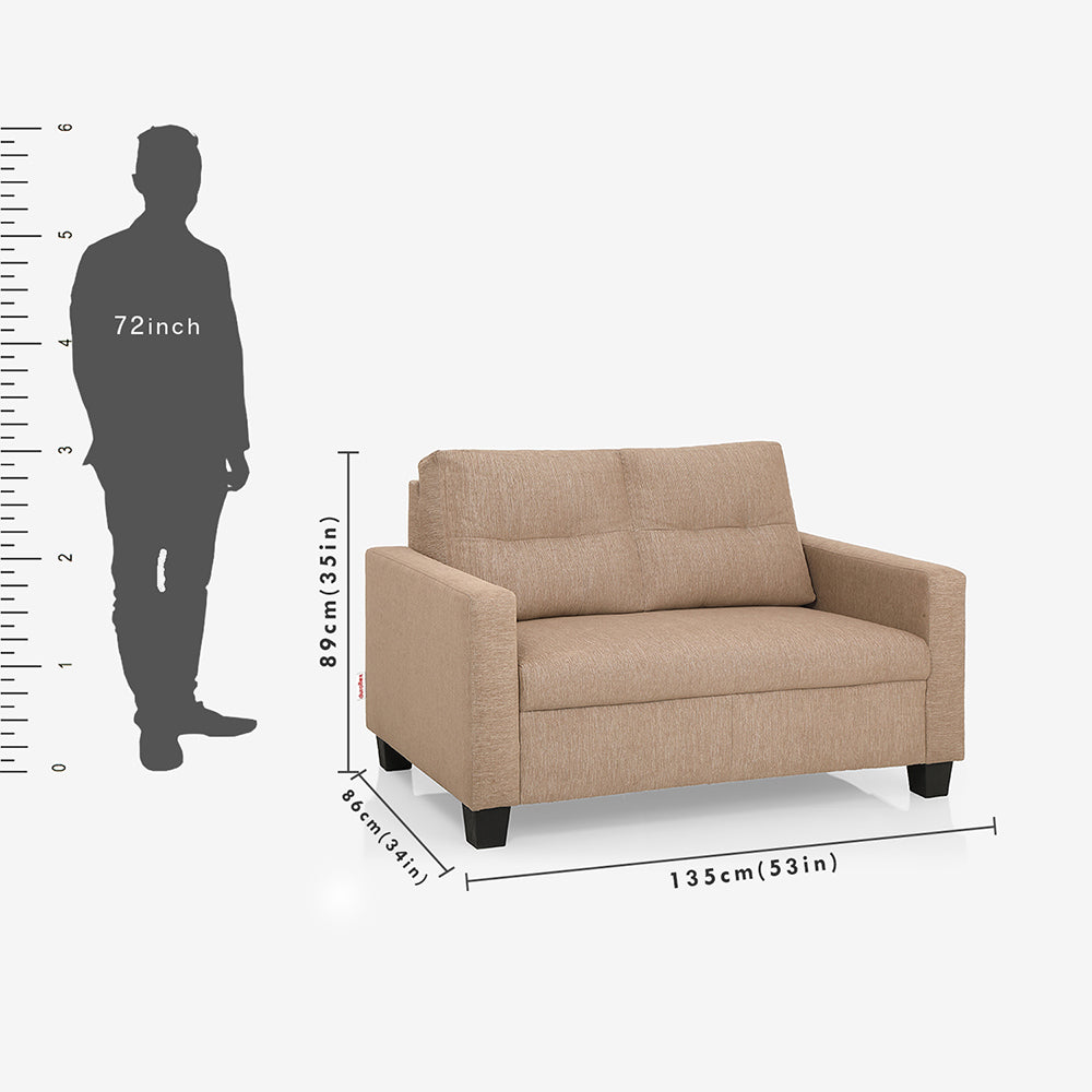 Ease Brown Fabric 2 Seater Sofa - Image 4