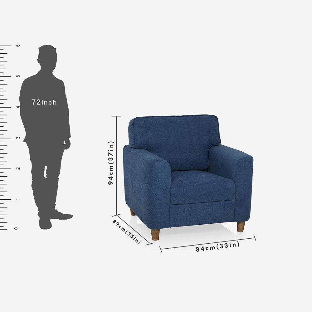 Utopia Blue Fabric 1 seater sofa - Image 4