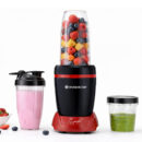 Nutri-Blend Turbo 750W Mixer Grinder Blender Smoothie Maker, 22000 RPM, 3 Jars, Stainless-Steel Blades, Sipper Jar & Lid, 2-Yr Warranty, FREE Recipe Book by Chef Sanjeev Kapoor, Black & Red