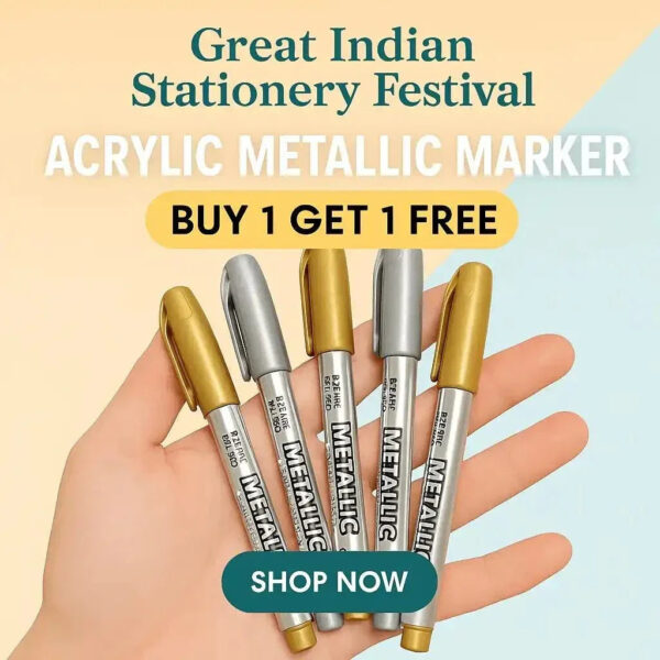 (Buy 1 Get 1 Free)Silver Acrylic Marker – Metallic Paint Pen for Resin Art, DIY & All-Surface Detailing