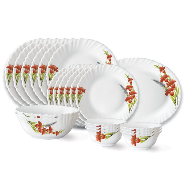 Larah Red Iris Dinner Set, 21 pc