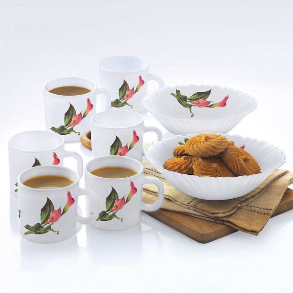 Larah Opalware Stargazer Snack Set With Mugs White