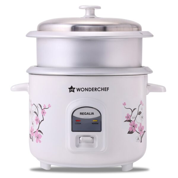 Regalia Electric Rice Cooker | 1.8 L, 700W | 2 Non-stick Bowls Serve 7-8 | Keep Warm Function | Uniform Cooking | Steam Veggies, Make Pulao, Khichdi, Momos | 2-Year Warranty
