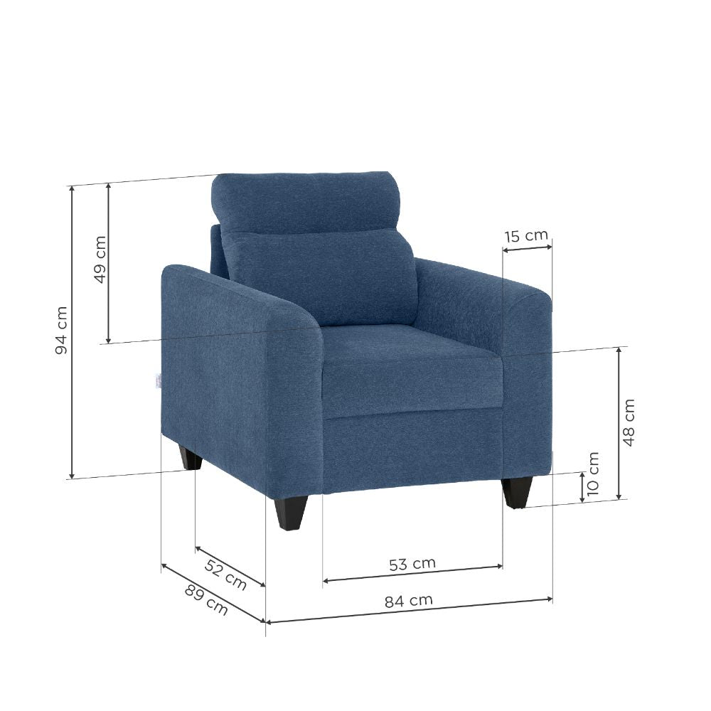 Zivo Plus Twilight Blue Fabric 1 Seater Sofa - Image 4