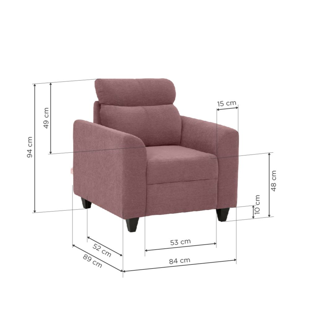 Zivo Plus Dusky Pink Fabric 1 seater Sofa - Image 4