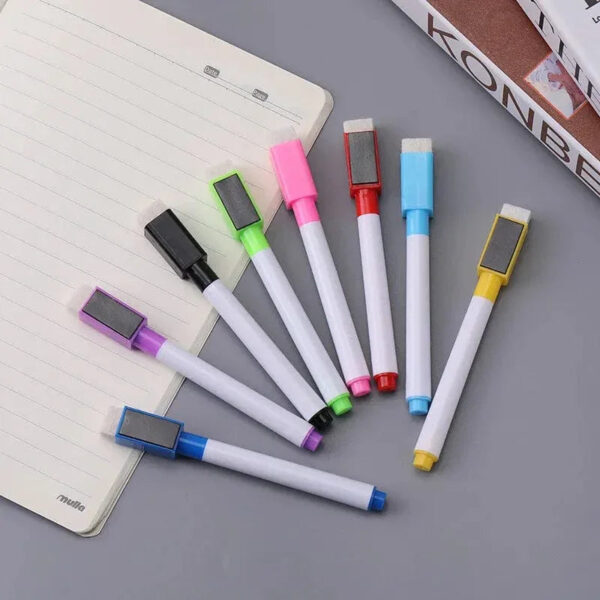 (Buy 1 Get 1 Free) Magnetic white board marker with duster, dry wipe pens with magnet