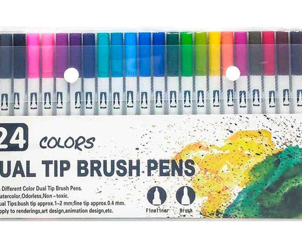 Dual Tip Brush Pen 24 Colour  Set (24Dtbp)