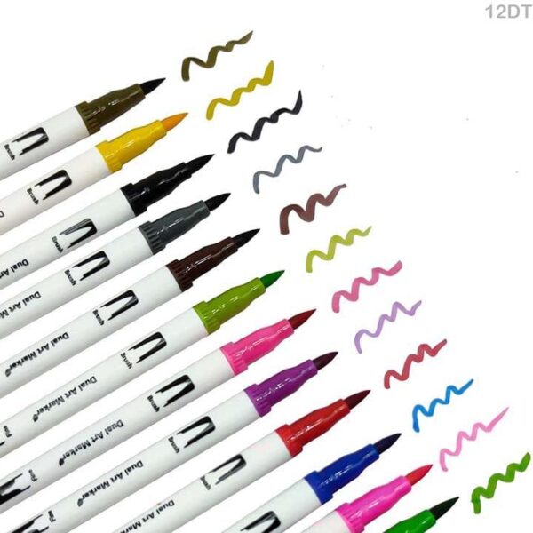 Dual Tip Brush Pen 12 Colour  Set (12Dtbp)