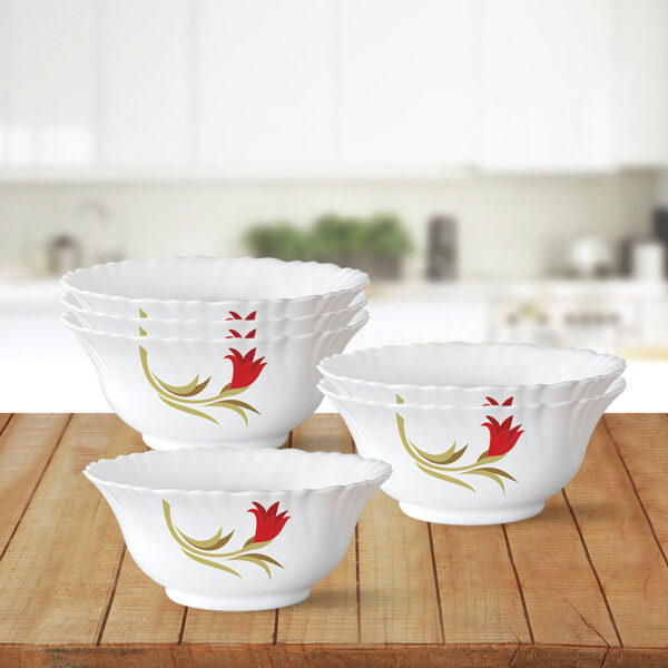 Larah Red Lily Veg Bowl Set, 6 pc