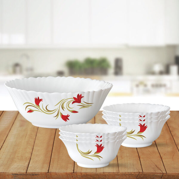 Larah Red Lily Pudding Set, 7 pc (Small)
