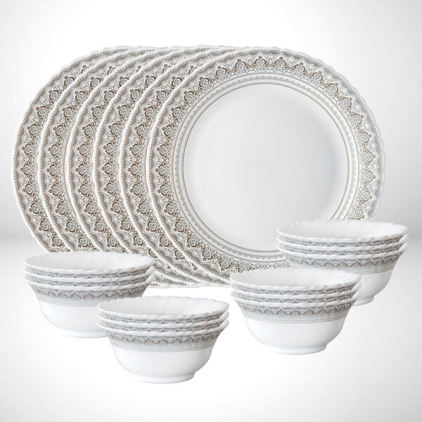 Larah Classic Thali Set, 6 Plates + 12 Bowls