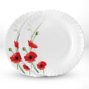 Larah Red Carnation Noodle / Soup Plate Set, 2 pc