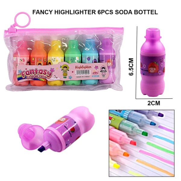 Fancy Highlighter 6Pcs Soda Bottle
